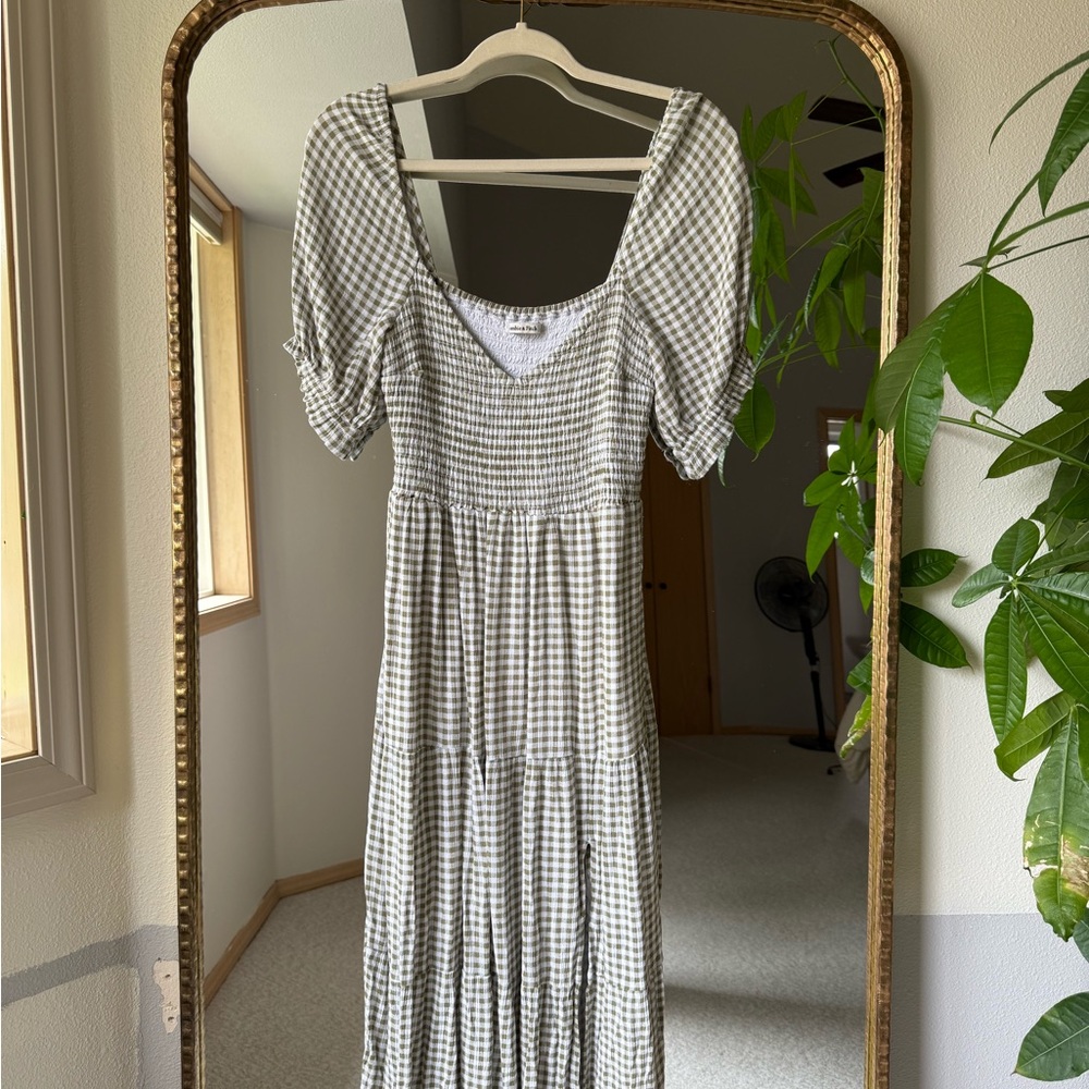 Gingham Puff Sleeve Dress